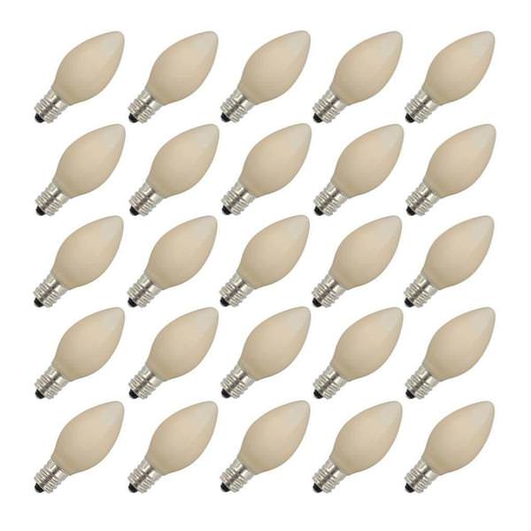 5 watt 130 volt C7 Candelabra Screw Base Ceramic White (25 pack)