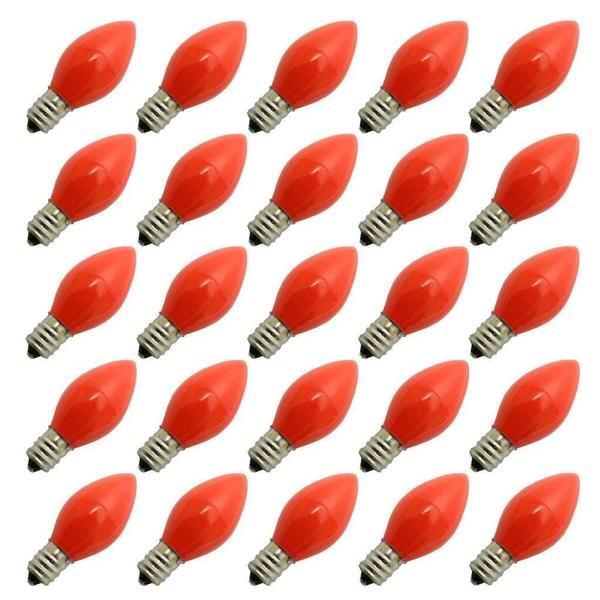 5 watt 130 volt C7 Candelabra Screw Base Ceramic Orange (25 pack)