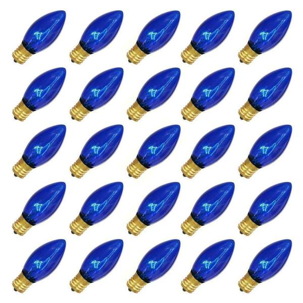 7 watt 130 volt C9 Intermediate Screw Base Transparent Blue (25 pack)