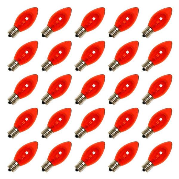 7 watt 130 volt C9 Intermediate Screw Base Transparent Red (25 pack)