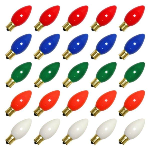7 watt 130 volt C9 Intermediate Screw Base Ceramic Multi-Color (25 pack)