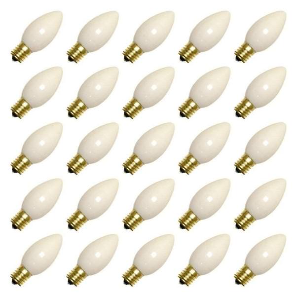 7 watt 130 volt C9 Intermediate Screw Base Ceramic White (25 pack)
