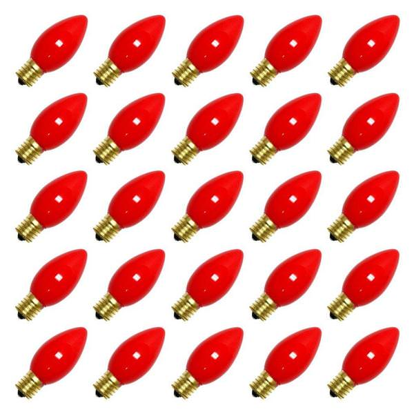 7 watt 130 volt C9 Intermediate Screw Base Ceramic Red (25 pack)