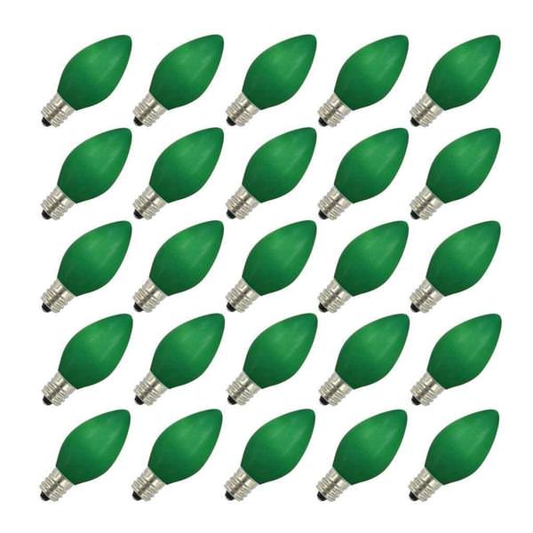 7 watt 130 volt C9 Intermediate Screw Base Ceramic Green (25 pack)
