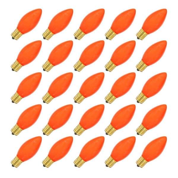 7 watt 130 volt C9 Intermediate Screw Base Ceramic Orange (25 pack)