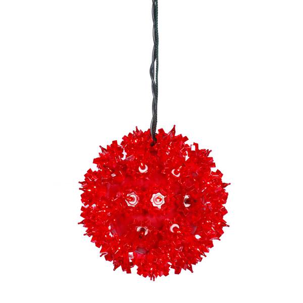 6" 50 Light Red Twinkle Star Sphere Hanging Christmas Light