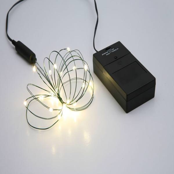 24 Light 8' Warm White Battery Operated Multi-Function Micro LED Miniature String with Timer