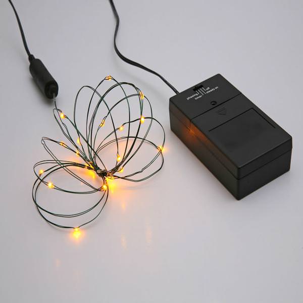 24 Light 8' Yellow Battery Operated Multi-Function Micro LED Miniature String with Timer
