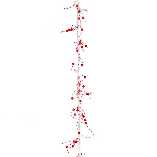 40 Light - 6' Red Beaded LED Garland