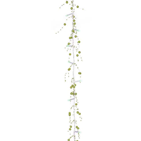 40 Light - 6' Green Beaded LED Garland