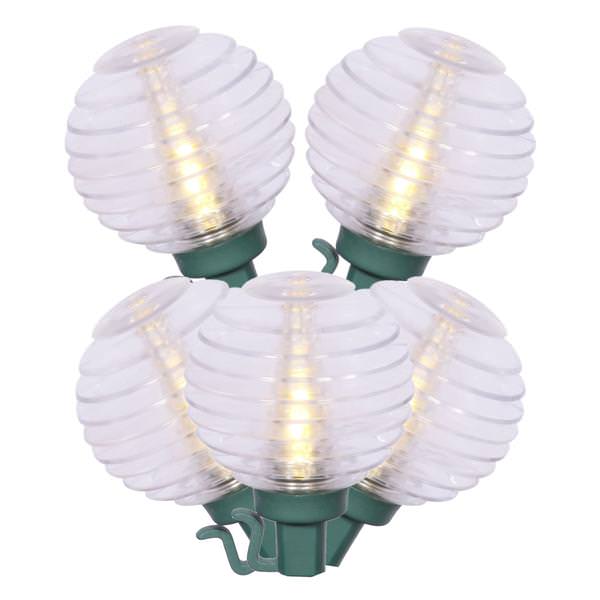 25 Light 14' G40 Green Wire Warm White LED String with 7" Spacing