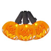 Vickerman 10 Light Black Wire Orange Battery Operated LED Pumpkin Light String with Timer