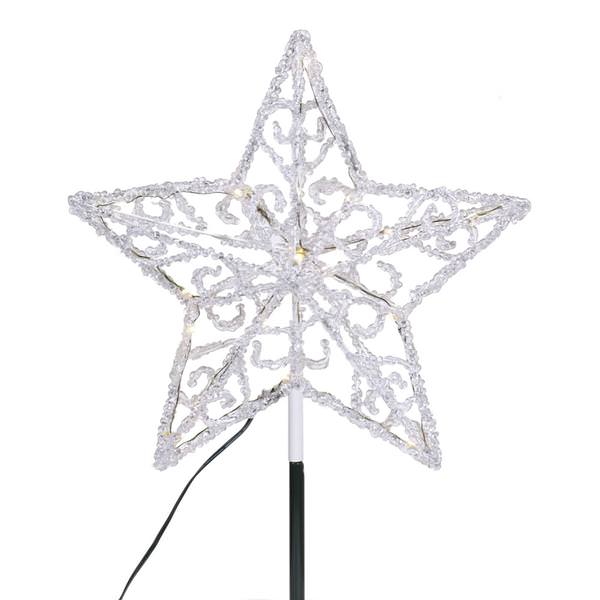 18 Light 12" Iced LED Star Christmas Tree Topper