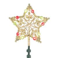 Vickerman 12 Light 12" Red / Green Beaded LED Star Christmas Tree Topper