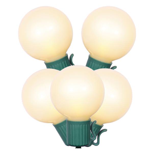 10 Light 6' G30 Candelabra Screw Base Green Wire Warm White LED String with 6" Spacing