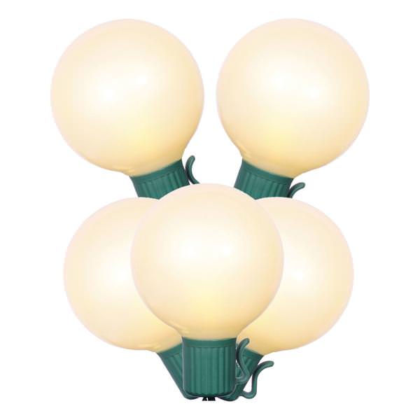 10 Light 6' G50 Candelabra Screw Base Green Wire Warm White LED String with 6" Spacing