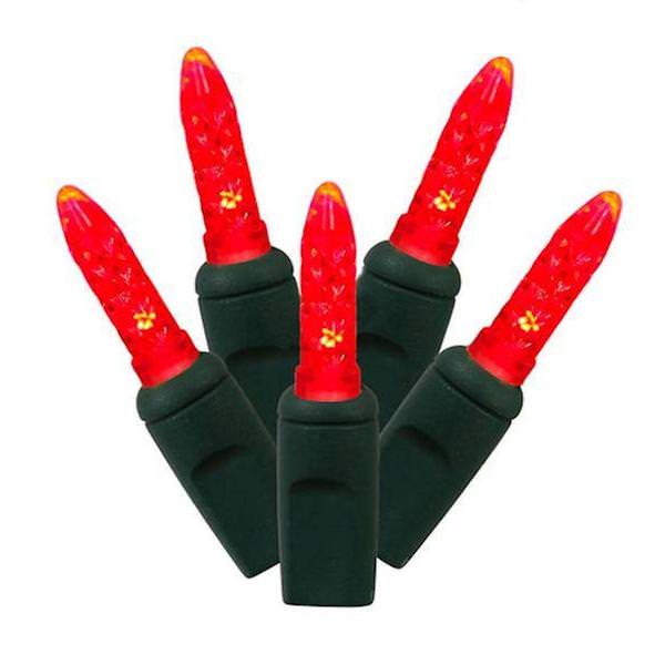 70 Light 9' Green Wire Red LED Icicle Light String