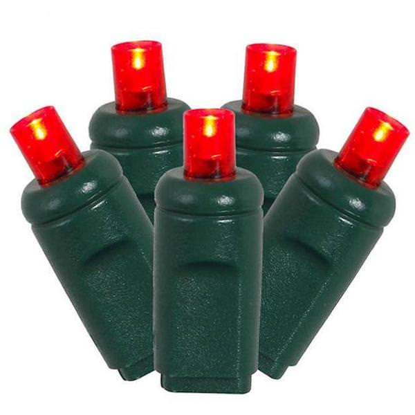 70 Light 9' Green Wire Red Wide Angle LED Icicle String with 3.5" Spacing