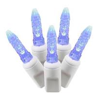 Vickerman 70 Light 9' White Wire Blue Twinkle LED Icicle Light String with 3.5" Spacing