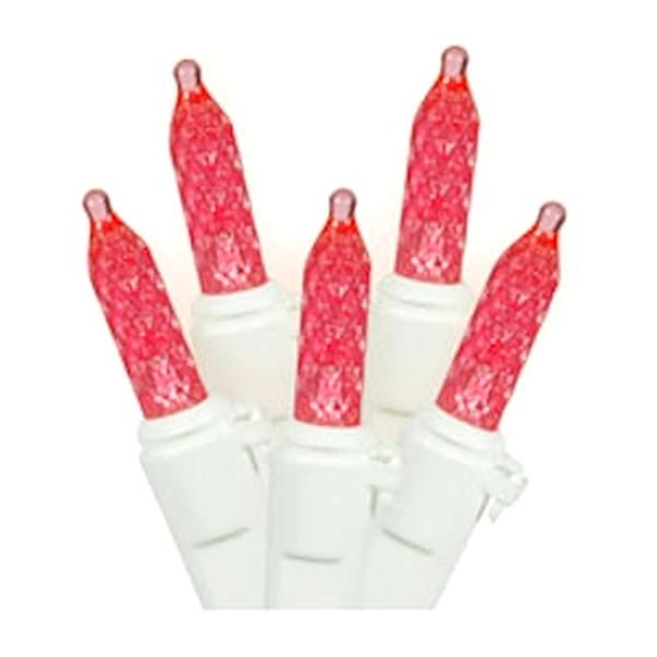 70 Light 9' White Wire Red LED Icicle Light String with 3.5" Spacing