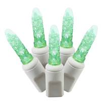 Vickerman 70 Light 9' White Wire Green LED Twinkle Icicle Light String with 3.5" Spacing