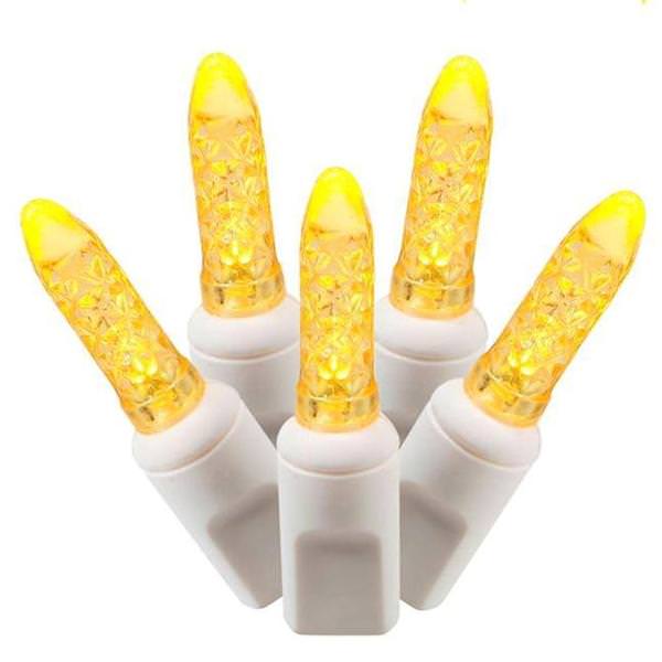 70 Light 9' White Wire Yellow LED Icicle Light String