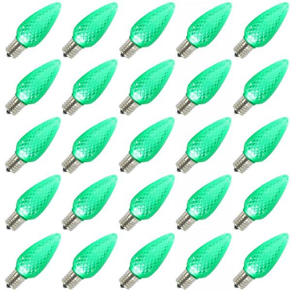 0.45 watt 130 volt C9 Intermediate Screw Green Faceted LED (25 pack)