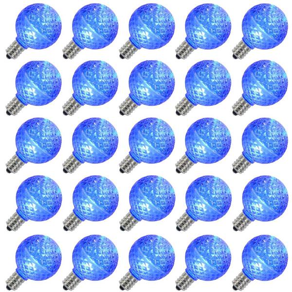 0.38 watt G40 Candelabra Screw Base Blue Faceted LED (25 pack)