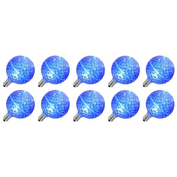 0.38 watt G50 Candelabra Screw Base Blue Faceted LED (10 pack)