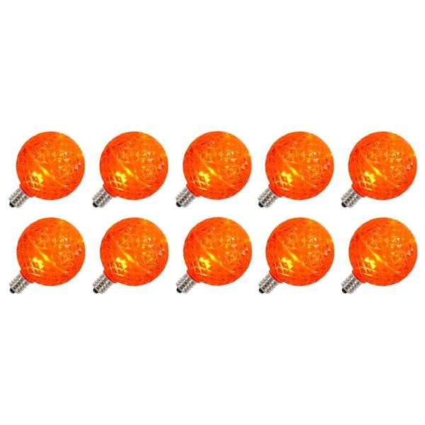 0.38 watt G50 Candelabra Screw Base Orange Faceted LED Light Bulb (10 pack)