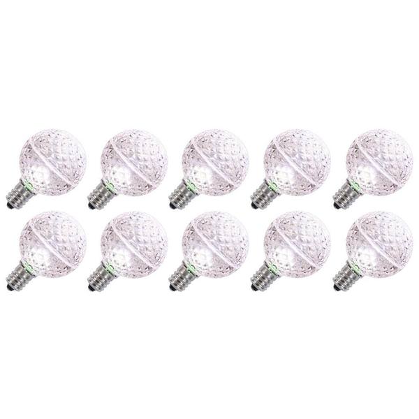 0.38 watt G50 Candelabra Screw Base Pure White Faceted Dimmable LED (10 pack)