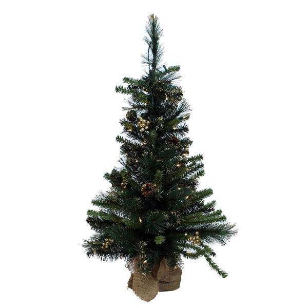 3' x 22" Artificial Gold Glitter Mixed Pine 50 Clear Miniature Lights with Gold Glitter Tip Pine Cones