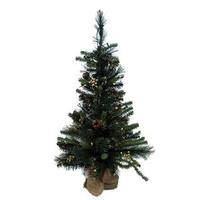 Vickerman 3' x 22" Artificial Gold Glitter Mixed Pine 50 Clear Miniature Lights with Gold Glitter Tip Pine Cones
