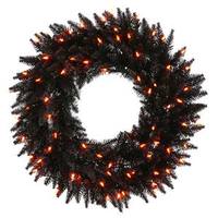 Vickerman 24" Artificial Black Fir Wreath 50 Orange Lights