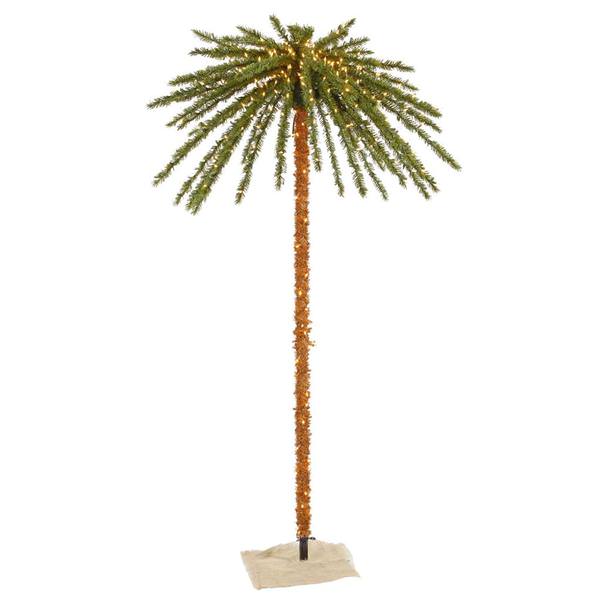 7' Artificial Outdoor UV Palm Tree 500 Clear Lights