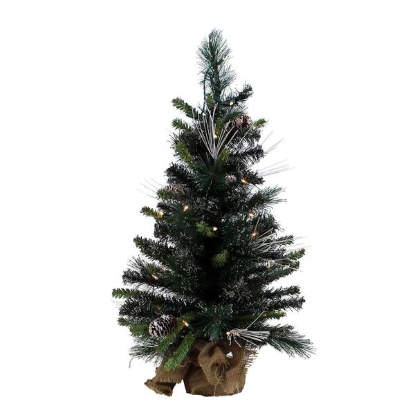 2.5' x 22" Artificial White Glitter Mixed Pine 35 Clear Miniature Lights with Frosted Cones