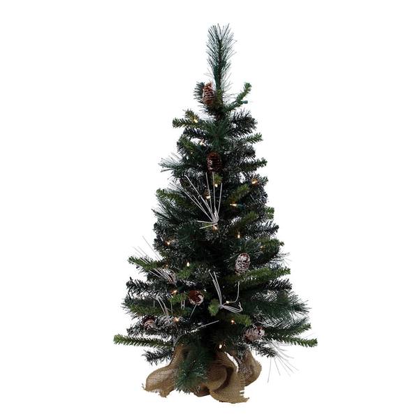 3' x 26" Artificial White Glitter Mixed Pine 50 Clear Miniature Lights with Frosted Cones
