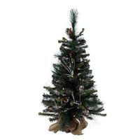 Vickerman 3' x 26" Artificial White Glitter Mixed Pine 50 Clear Miniature Lights with Frosted Cones