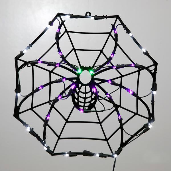 17" x 17" Spider Window Decor 35 Purple / Green / Clear Wide Angle LED Lights