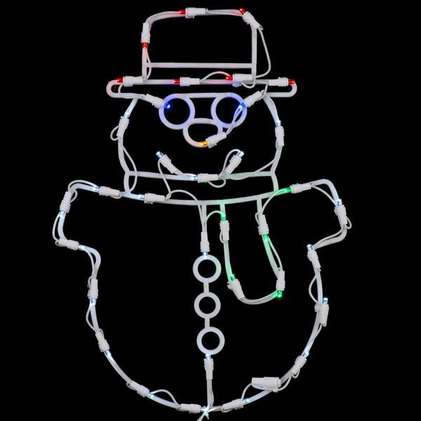 17" x 12" Snowman Window Decor 35 Multi-Color Wide Angle LED Lights