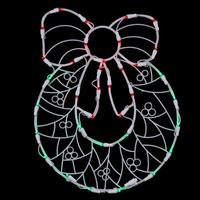 View 17" x 13" Wreath Window Decor 35 Green / Red Wide Angle LED Lights
