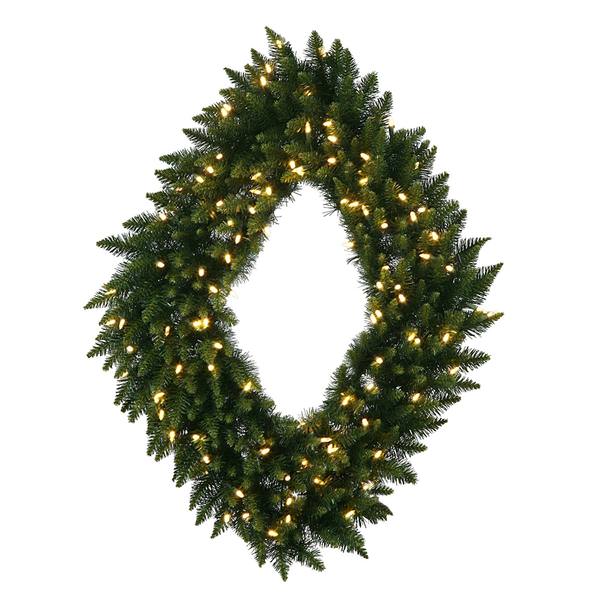 42" x 30" Artificial Camdon Fir Diamond 100 Warm White Italian LED Lights