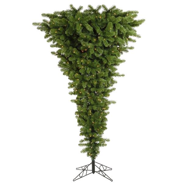 7.5' x 60" Artificial Green Upside Down 500 Warm White Italian LED Lights