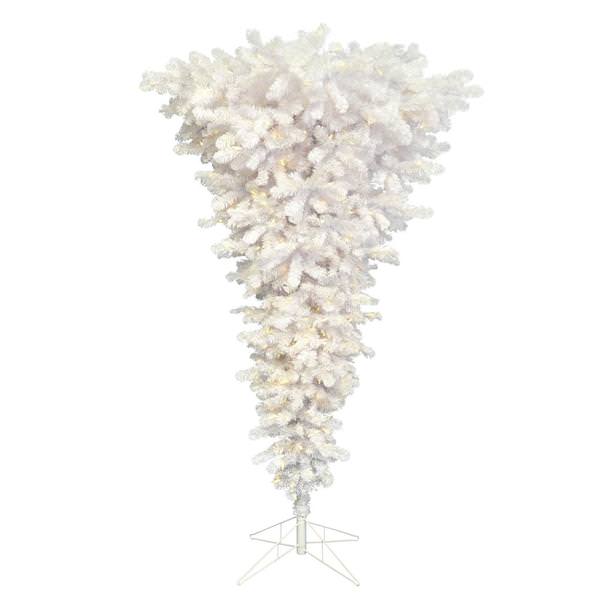 5.5' x 38" White Upside Down Tree with 250 Warm White LED Lights
