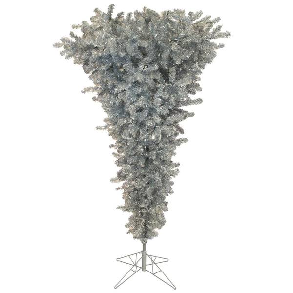 5.5' x 38" Silver Upside Down Tree with 250 Warm White LED Lights