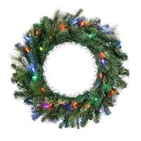 Vickerman 24" Artificial Camdon Fir Wreath 50 Multi-Color Italian LED Lights