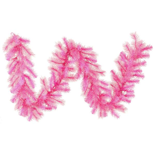 9' x 16" Artificial Pink Cashmere Garland 50 Pink Italian LED Lights