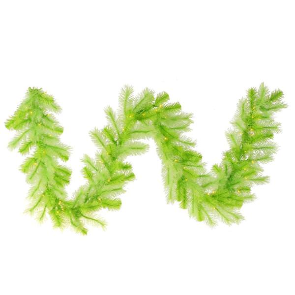 9' x 16" Artificial Lime Cashmere Garland 50 Green Italian LED Lights