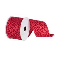 Vickerman 2.5" x 10yd Red Leopard Velvet Ribbon