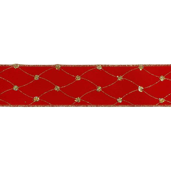 2.5" x 10yd Red Velvet Diamond Net Ribbon